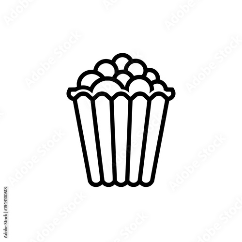 Popcorn bucket icon logo design. Movie snack sign and symbol. Popcorn icon. Cinema and theater food.