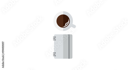 Coffee Cup and Notebook on Table.