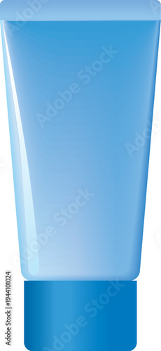 ブルーのチューブ型コスメ容器モックアップイラスト