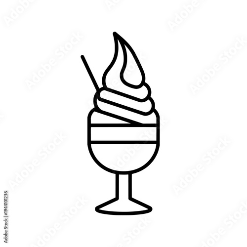 Ice cream sundae icon logo design. Dessert cup sign and symbol. Ice cream icon. Summer sweet food cafe menu and dessert shop branding.