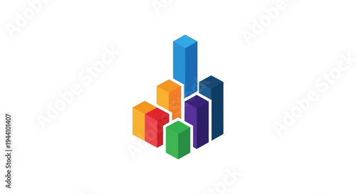 Colorful 3D cubes graphic design element.