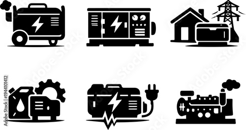 Energy electricity power industry line icons. Vector