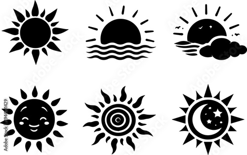 Sun sunrise sunset weather silhouette icons