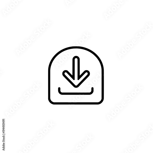 Download icon logo design. Install sign and symbol. Download icon. Digital product file transfer button.