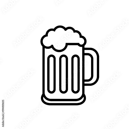 Beer mug icon logo design. Pint glass sign and symbol. Ale beverage cup icon. Brewery bar pub menu symbol. Isolated vector illustration.