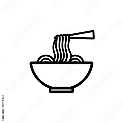 Noodle bowl icon logo design. Ramen bowl sign and symbol. Bowl of noodles icon. Asian food restaurant menu and delivery.