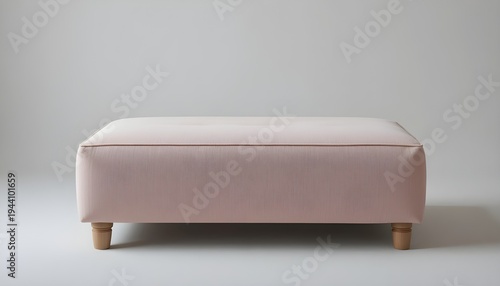 Contemporary fabric ottoman soft pastel color, white background