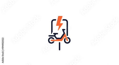 Electric bicycle charging icon symbol.