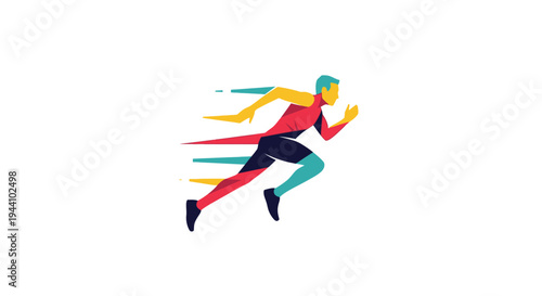 Man Running in Motion Sprinting Fast.
