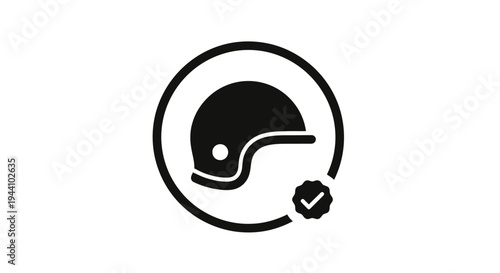 Motorcycle Helmet with Check Mark.