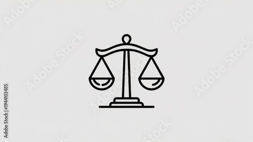 Scales of justice icon symbolizing balance and fairness in law and equality with a simple line art design on a neutral background