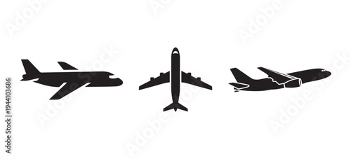 Set of 3 airplane silhouettes vector