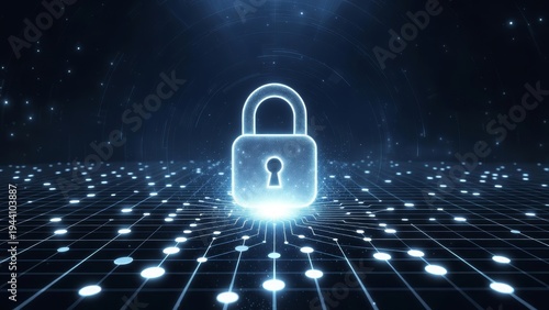 Digital padlock symbol representing cybersecurity and data protection