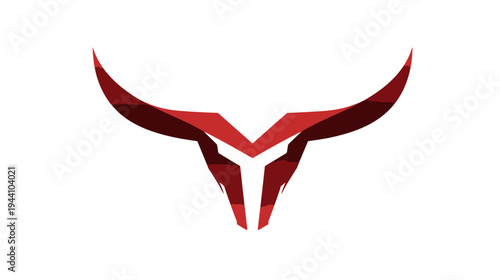 Dynamic Red Bull Head Logo Icon, Modern Geometric Design Symbolizing Power, Strength, and Aggression