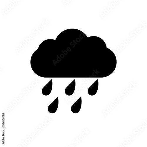 Rain cloud silhouette icon logo design. Stormy weather sign and symbol. Rain cloud icon. Meteorology interface design