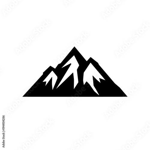 Mountain peak icon logo design. Hill top sign and symbol. Mountain silhouette icon. Outdoor climbing adventure logo.