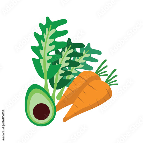 vector illustration of vegetables carrot avocado clipart healthy food