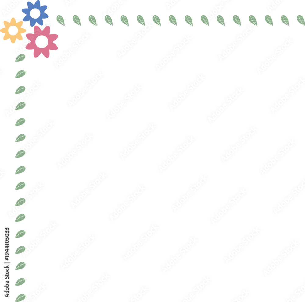 Obraz premium corner daisy flower line frame border