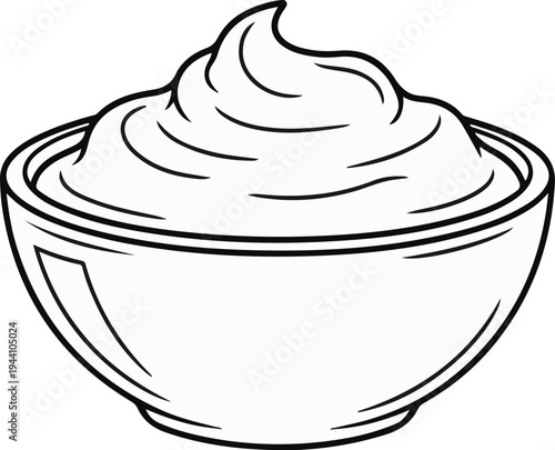 A stylized illustration of a bowl filled with swirled creamy substance