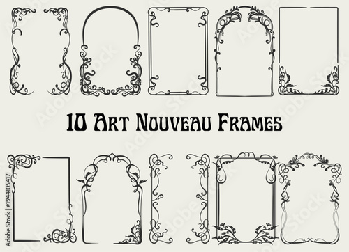 Art Nouveau Frames vector set	