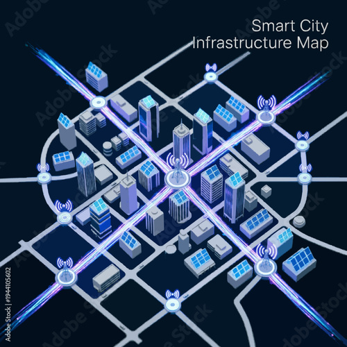 Smart City Infrastructure Map Visualizing the Future of Urban Connectivity and Technology Integration