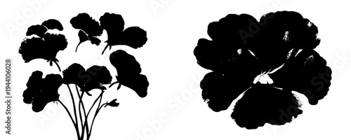 Elegant Silhouette of Watercolor Pansy Flower Set