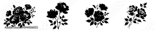 Silhouette of Watercolor Roses