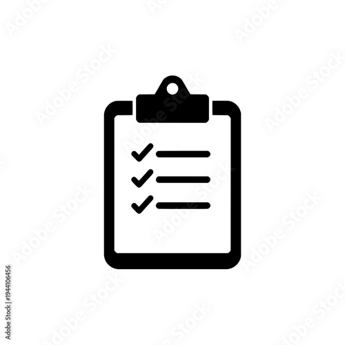 Checklist clipboard silhouette icon design. Task management sign and symbol. Checklist icon. To do list isolated on white background.