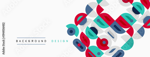 Abstract geometric pattern. Overlapping circles, squares create dynamic visual effect. Modern design element for backgrounds.