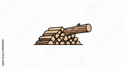 A stack of cut logs and a longer log resting on top