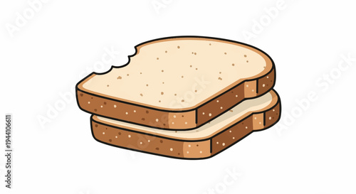 A stack of two slices of bread, one with a bite taken out