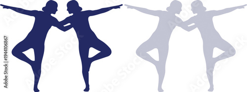 Happy friendship day celebrations with silhouette friends in yoga poses