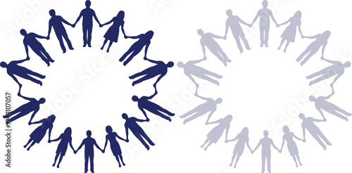 Happy friendship day celebrations with diverse group of friends holding hands