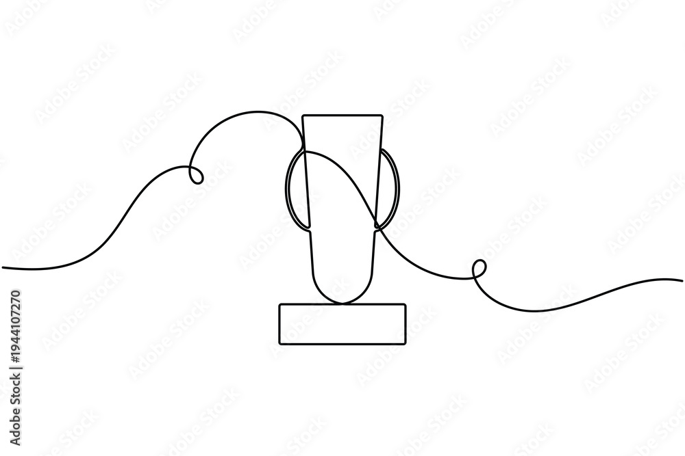 Obraz premium Award cup sign icon continuous one line drawing on white background minimalist trophy symbol outline vector illustration
