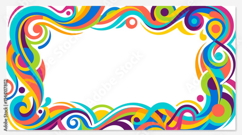 Colorful abstract frame design with swirling patterns and vibrant hues for creative projects