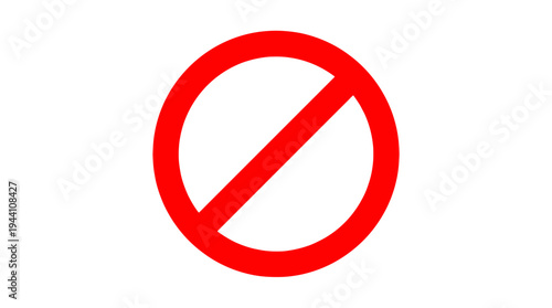 Red prohibition sign symbolizing restriction or no entry, set against a white background
