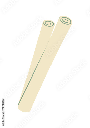 Rolled Blueprints Vector Illustration. Architectural House Plans and Engineering Project Drafts for Building Design