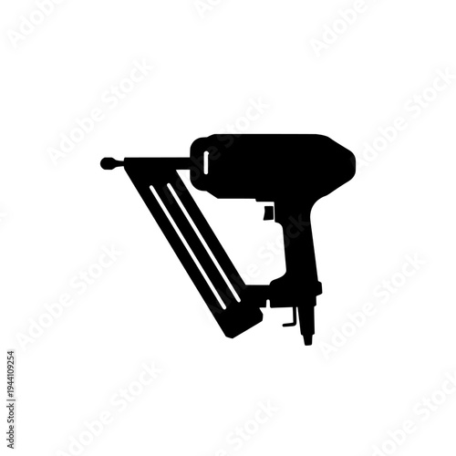 Nail gun silhouette icon logo design. Pneumatic nailer sign and symbol. Nail gun icon. Construction and carpentry tool.