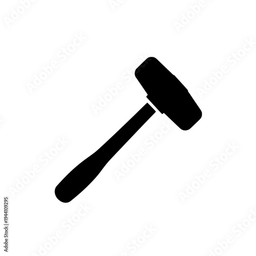 Mallet silhouette icon logo design. Rubber hammer sign and symbol. Mallet icon. Woodworking tool isolated vector on white background.