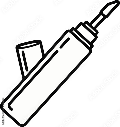 A simple line drawing of a cosmetics applicator with a cap