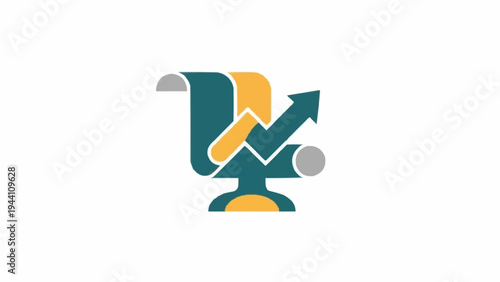 Stylized Microscope Icon with Arrow Symbol.