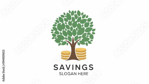 Tree with Coins Savings Logo Design.
