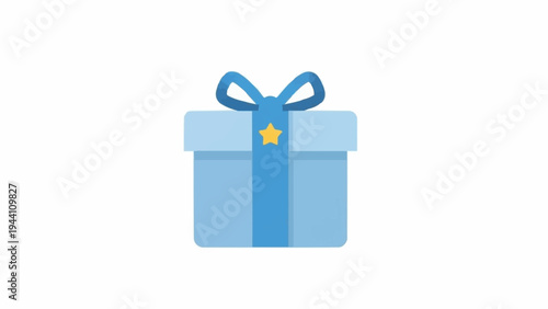 Blue Gift Box with Ribbon and Bow.