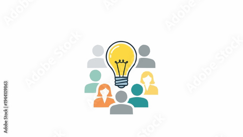 Lightbulb Surrounded by People Icons.