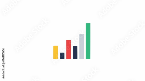 Colorful bar graph rising upward.
