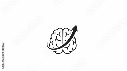 Brain with arrow growth concept.