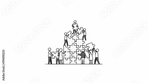 Business people building a puzzle team.