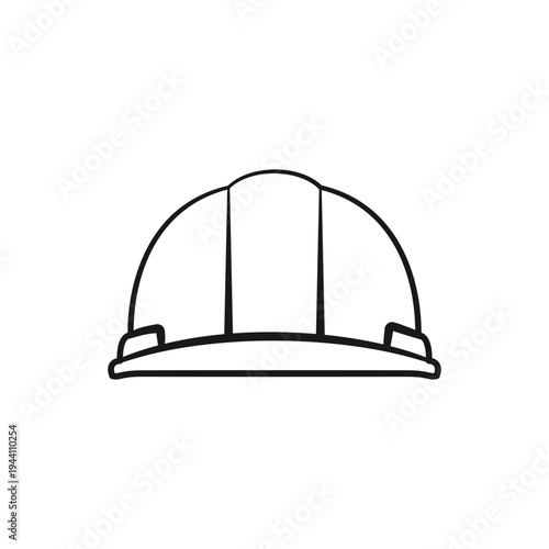 Construction Hat Outline Icon. Minimalist Safety Helmet Line Art for Engineering, Architecture, and Contractor Logos.