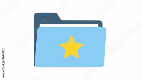 Bild auf Leinwand Blue Folder With Yellow Star Icon.