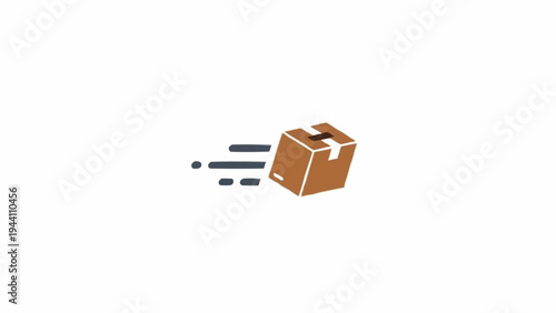Brown cardboard parcel box moving fast.